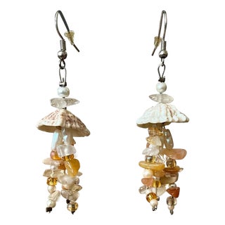 Vintage Boho Drop Shell Earrings For Sale