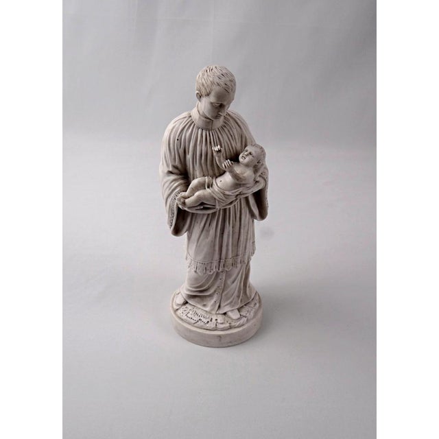 Ceramic and Bisque Saint Anthony of Padua with the Child Jesus, 19th Century For Sale - Image 9 of 13