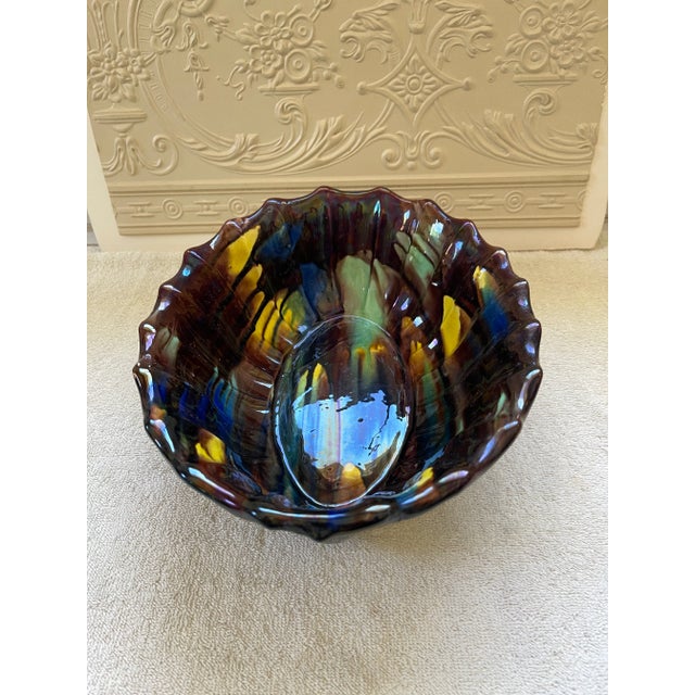 Vintage Slipware Terra Cotta Oval Ridged Bowl For Sale - Image 12 of 13
