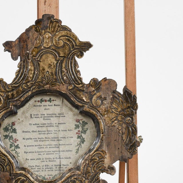 Carved Altar Card in Lacquered Wood Frame, 18th Century For Sale - Image 10 of 18
