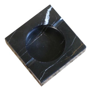1970s Black and White Marble Ashtray For Sale