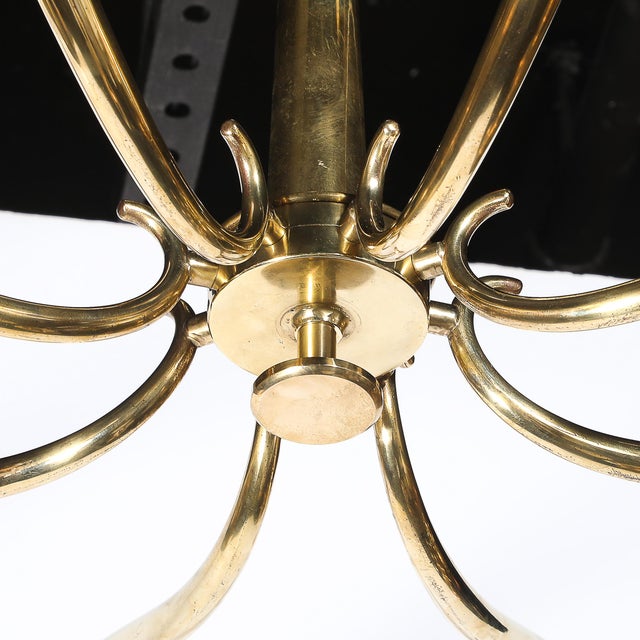 Mid-Century Polished Brass 8-Arm Sculptural Chandelier by Oscar Torlasco For Sale In New York - Image 6 of 17