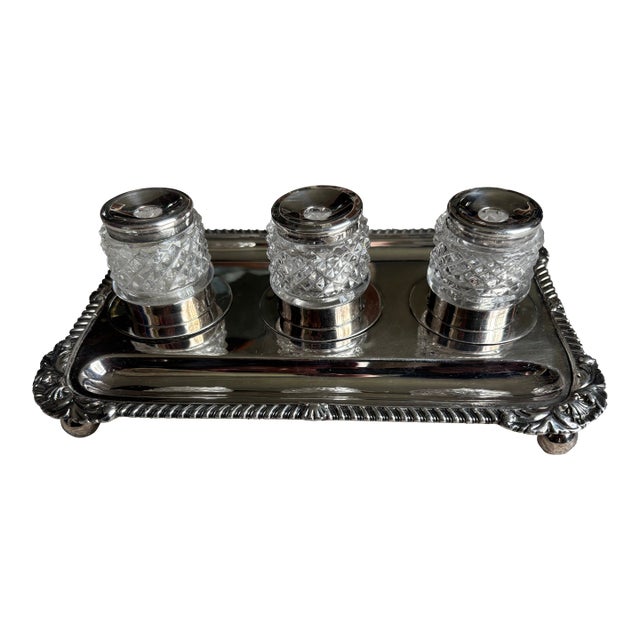Sheffield Silver Plate Inkwell, 19th Century For Sale