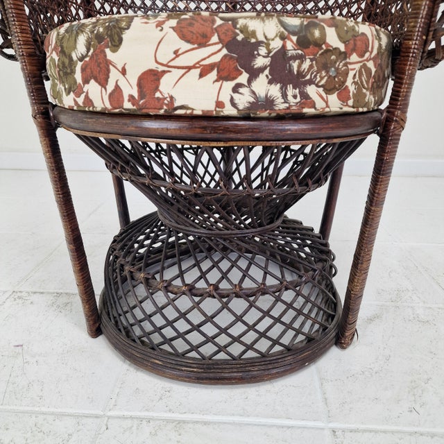 Mid-Century Emmanuelle or Peacock Chair in Rattan and Wicker, Italy, 1960s For Sale - Image 10 of 18