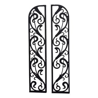 Vintage Art Deco Wrought Iron Gate Doors, 1920s, Set of 2 For Sale