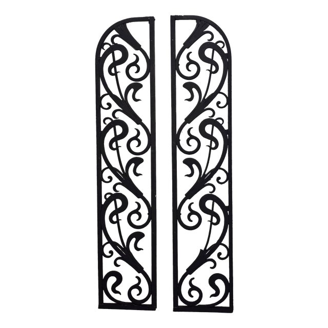Vintage Art Deco Wrought Iron Gate Doors, 1920s, Set of 2 For Sale