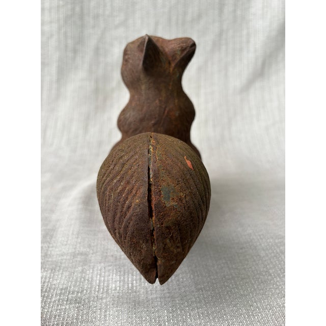 1970s Vintage Rusty Cast Iron Squirrel Eating an Acorn Statue For Sale - Image 5 of 12