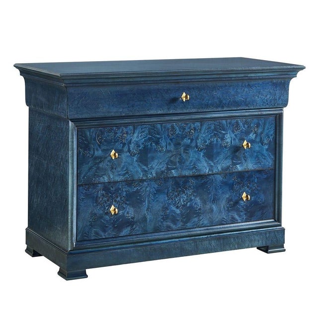 Not Yet Made - Made To Order True Blue Burl 3 Drawer Chest - For Sale - Image 5 of 8