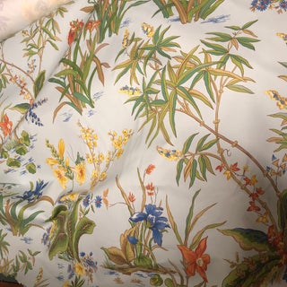Green Palms & Floral Fabric by Tyler Hall, 1 Yard For Sale