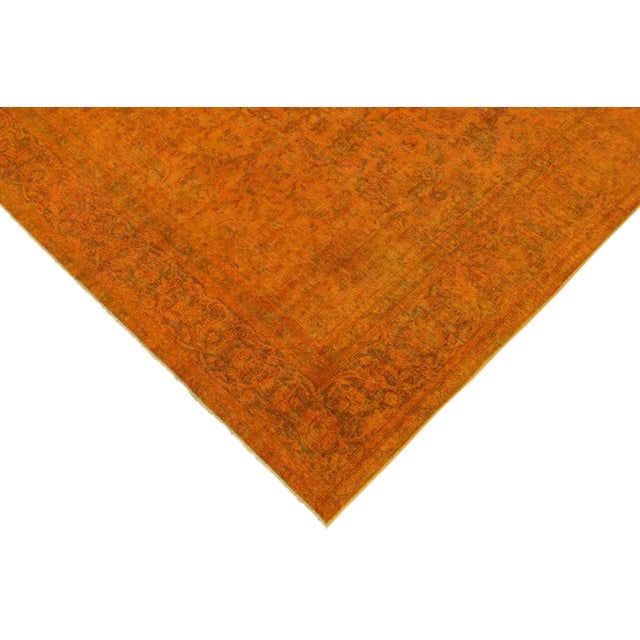 Shabby Chic No Pile Orange/Brown Wool Rug - 7'8'' X 11'5'' For Sale - Image 4 of 10