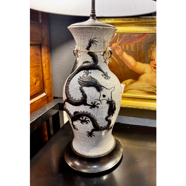 Pair Chinese Porcelain Dragon Vases Fitted as Lamps For Sale - Image 12 of 14