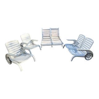 Rare Triconfort & Riviera Mid-Century White Resin Outdoor Furniture Set – 6 Pieces, European Design For Sale