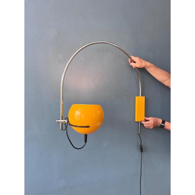 Vintage Yellow Arc Eyeball Wall Lamp by Herda For Sale - Image 3 of 13