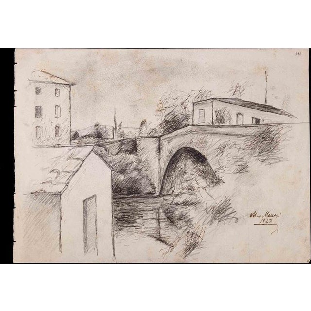 Cityscape is a pencilDrawing realized by Mino Maccari (1924-1989) in 1927. Hand signed and dated on the lower margin. Good...