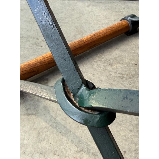 Pair of Iron and Oak Campaign Stools Attributed to Cleo Baldon for Terra, Ca. 1965 For Sale - Image 13 of 13