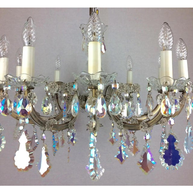 French Mid 20th Century French Marie Theresa Chandelier With Colored Rock Crystals 10 Arms For Sale - Image 3 of 6
