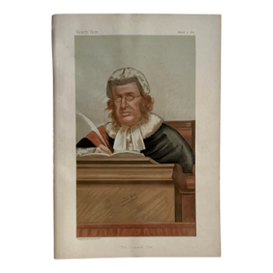 Antiquarian Print - Judge - The Criminal Code - 1885