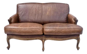 Vintage Louis XV Style Leather Loveseat Sofa