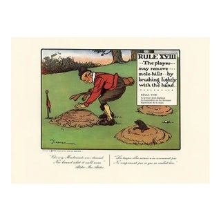 1960s, Golfing Rule 18, Original Vintage Golf Print, Lithograph, England For Sale