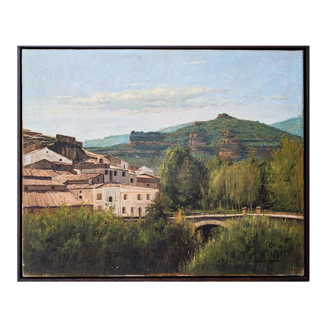 Benito Sanchez, Catalan Mountain Landscape with Bride, Oil on Canvas For Sale