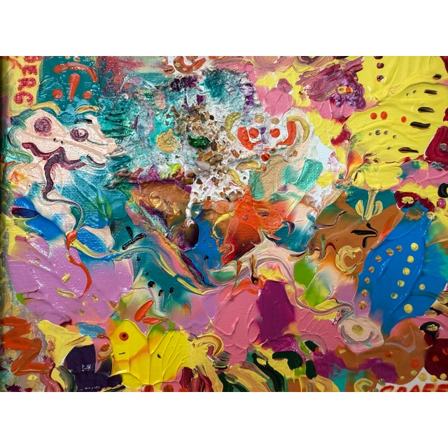 Abstract Serg Graff "Yellow Chick" Abstract Painting Acrylic on Canvas Framed Art, Coa For Sale - Image 3 of 10
