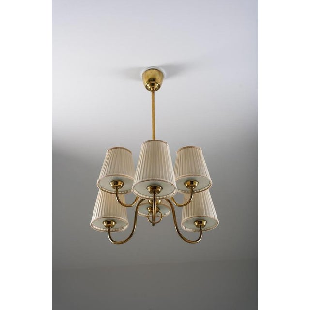 Swedish Modern Brass and Glass Chandelier, 1940s For Sale - Image 6 of 16