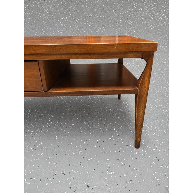 Broyhill 1960’s Broyhill Saga Mid-Century Modern Walnut Coffee Table With Drawer For Sale - Image 4 of 8