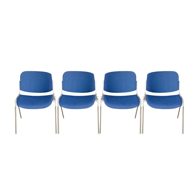 Blue Dining Chairs by Giancarlo Piretti for Castelli Anonima Castelli, Set of 4 For Sale