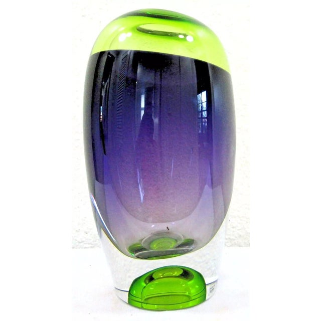 Signed Göran Wärff Vision Vase Purple/Green by Kosta Boda For Sale In Miami - Image 6 of 12