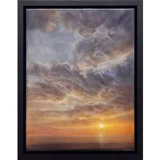 Shine Again by Brian Sostrom | Acrylic on panel of a sunset over the ocean with clouds For Sale