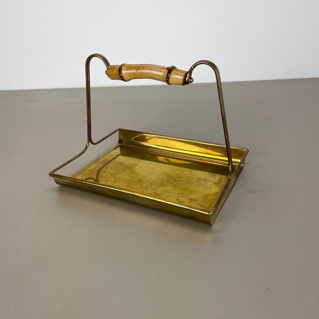 Vintage German Tiki Brass and Bamboo Tray from Grasoli, 1950s For Sale - Image 4 of 18