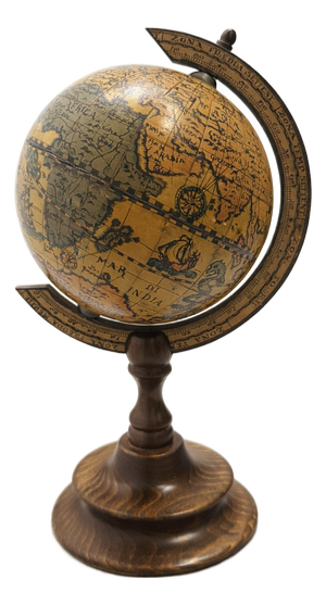 Vintage Italian Decorative Desktop Globe with Fiammato Wood Base, 1970s