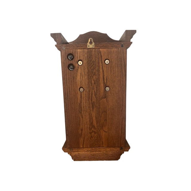 1970s Vintage Ansonia “Gold Medallion” Mechanical Wall Clock – Triple Chime, Solid Wood Case For Sale - Image 5 of 12