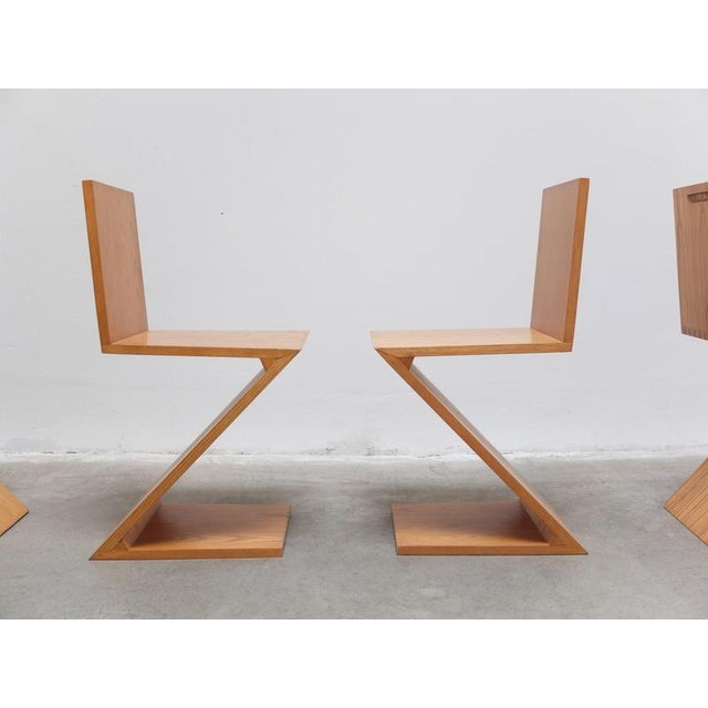 Zig Zag Chairs by Gerrit Rietveld for Cassina, 1980s, Set of 4 For Sale - Image 11 of 18