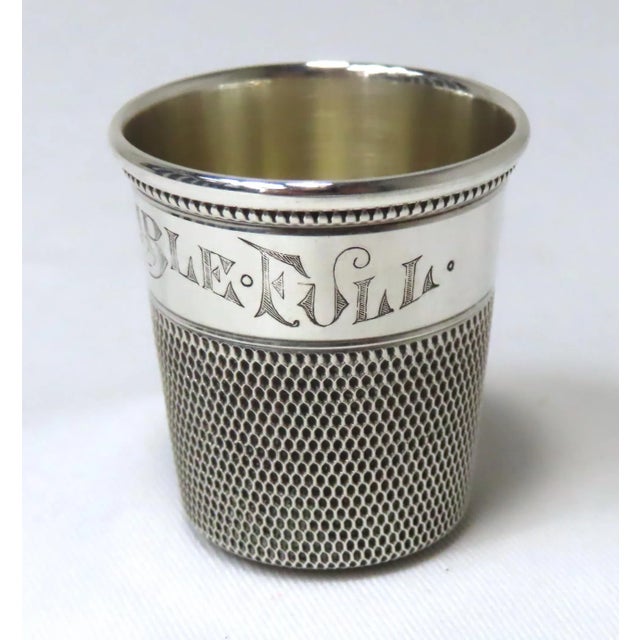 Antique Sterling Silver "Only a Thimble Full" Motto Giant Sewing