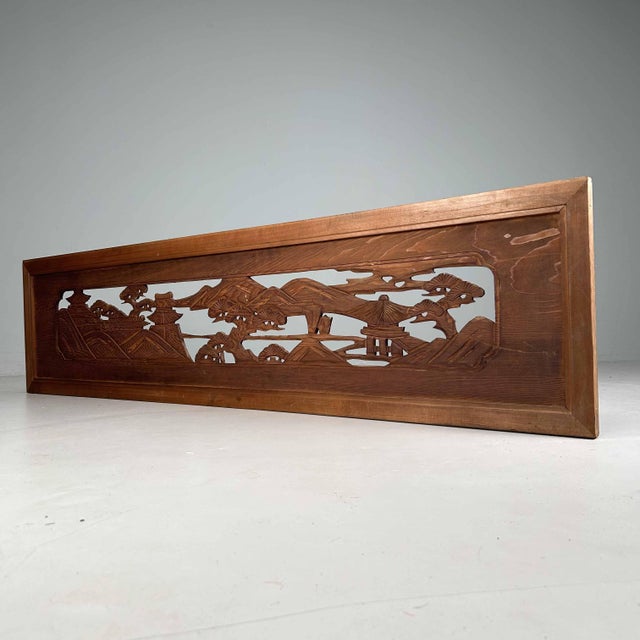 Wooden Ranma Temple Mountain Landscape, Japan, 1920s For Sale - Image 15 of 18