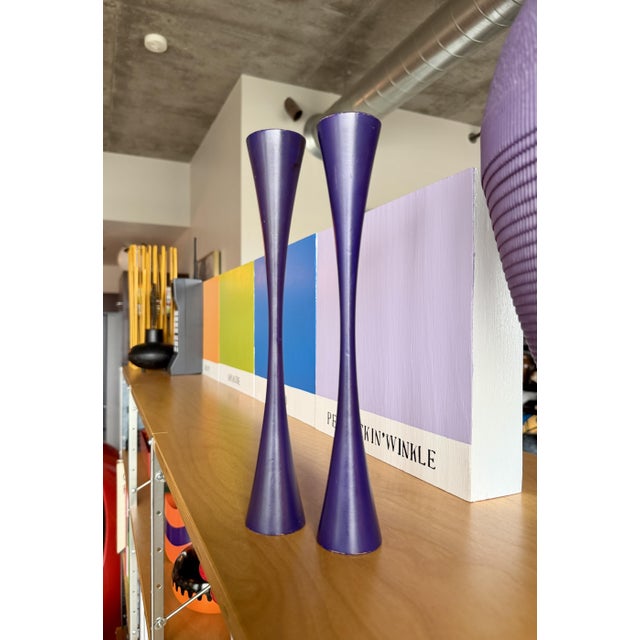 This matching pair of authentic model VIP-302-1 candlesticks was designed by Verner Panton in 1960 and manufactured by...