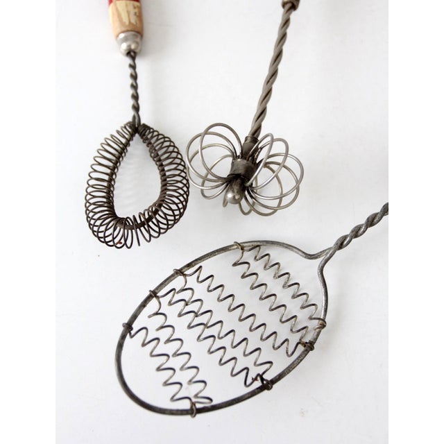 Mid-Century Modern Vintage Red-Handled Whisk Collection For Sale - Image 3 of 9