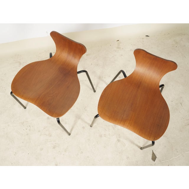 Wood A Modern Pair of Arne Jacobsen-Style Stools For Sale - Image 7 of 7