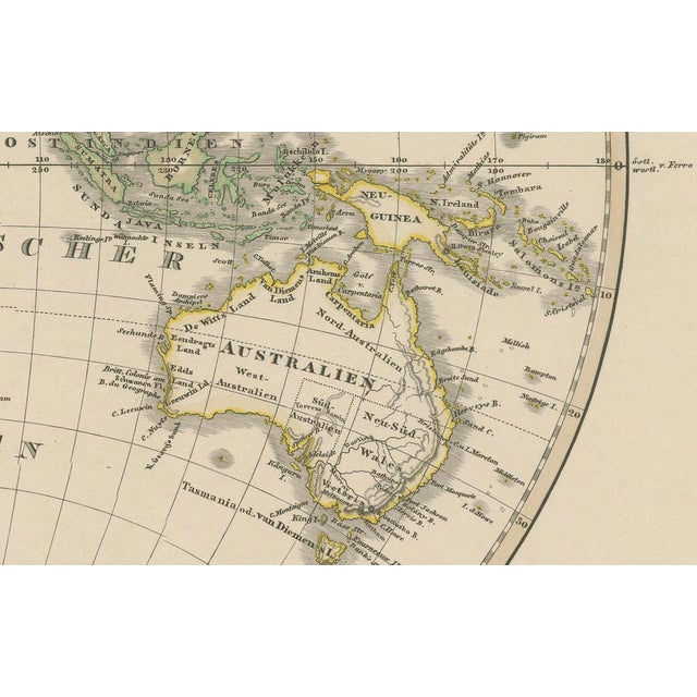 Paper Western & Eastern Hemisphere Maps with World Double Hemisphere Engravings, 1857, Set of 2 For Sale - Image 7 of 17
