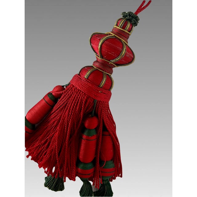 Mid 20th Century Large Hand Made "Mughal" Red, Green and Gold Cabinet / Door Tassel / Tie Back For Sale - Image 5 of 6
