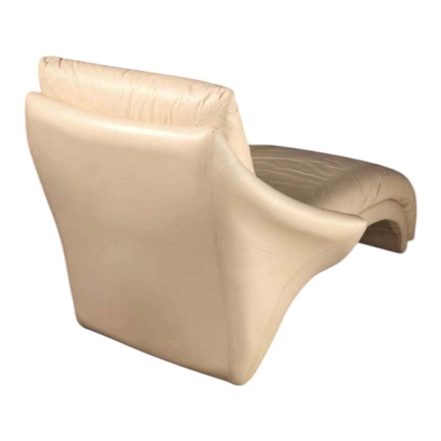 Postmodern 1980s Rougier Postmoden Lounge Chair in Cream Leather For Sale - Image 3 of 4