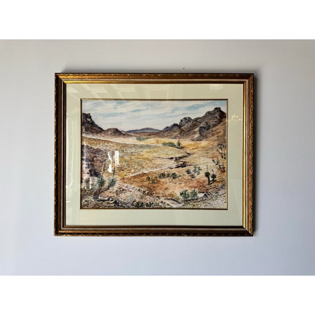 1980s Vintage Desert Landscape Watercolor Painting by Joe Yeager – Framed For Sale - Image 4 of 12