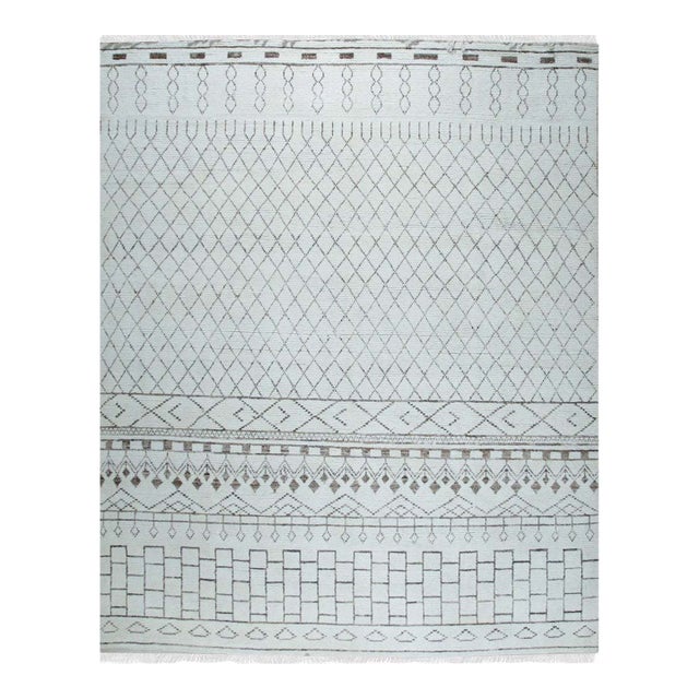 5x8 Jasmine Moroccan Ivory Floral Traditional Hand Knotted Wool Carpet Rug For Sale