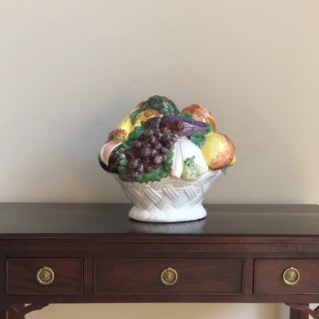 Italian Majolica Fruit Basket Centerpiece For Sale In Baltimore - Image 6 of 13