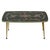 Vintage coffee table with a glass top; the black surface features a floral acanthus motif and a gold band with a central...