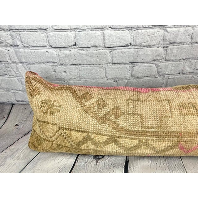 1960s 12 x 46 Lumbar Rug Pillow Ethnic Charm Turkish Pillow Cushion Cover For Sale - Image 5 of 7