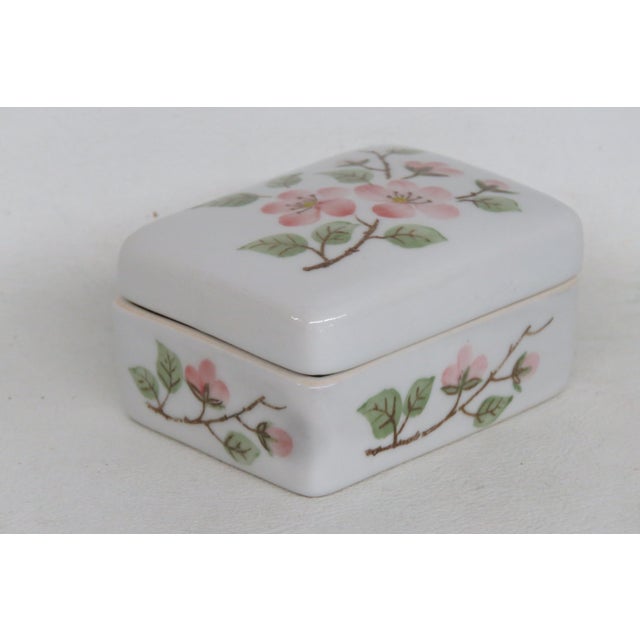This lovely Lidded Trinket / Ring Box is made of porcelain. This beautiful piece is stamped as being made by Andrea by...