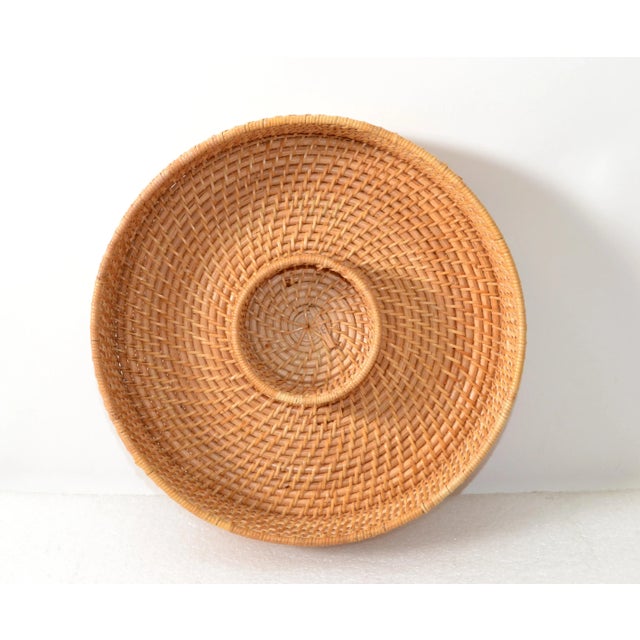 Mid-Century Modern 1960 Rattan, Cane & Bamboo Chip & Dip Server For Sale - Image 3 of 13
