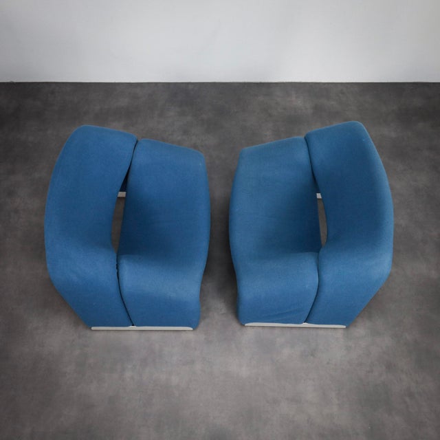 Blue F598 Groovy Chairs by Pierre Paulin for Artifort, 1970s, Set of 2 For Sale - Image 8 of 11